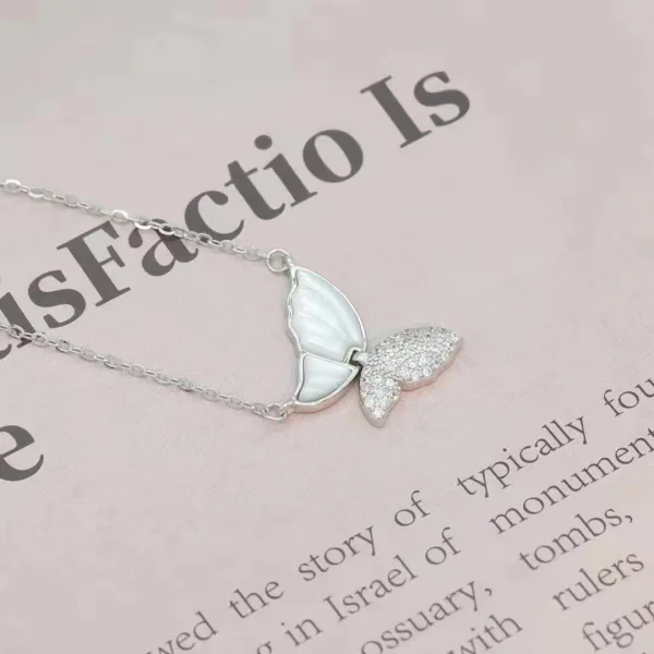 Lovely Rose Gold Butterfly Rhinestone Sterling Silver Prom Necklaces Accessories 2023