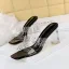 Transparent Sexy Beige Rhinestone Womens Sandals 2022 Street Wear 7 cm Thick Heels Open / Peep Toe High Heels