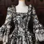 Vintage / Retro Medieval Black Printing Rhinestone Halloween Prom Dresses 2026 Ball Gown Square Neckline Bell sleeves Floor-Length / Long Formal Dresses