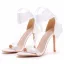 Sexy Champagne Evening Party Womens Sandals 2023 Satin Ankle Strap 10 cm Stiletto Heels Open / Peep Toe Sandals High Heels