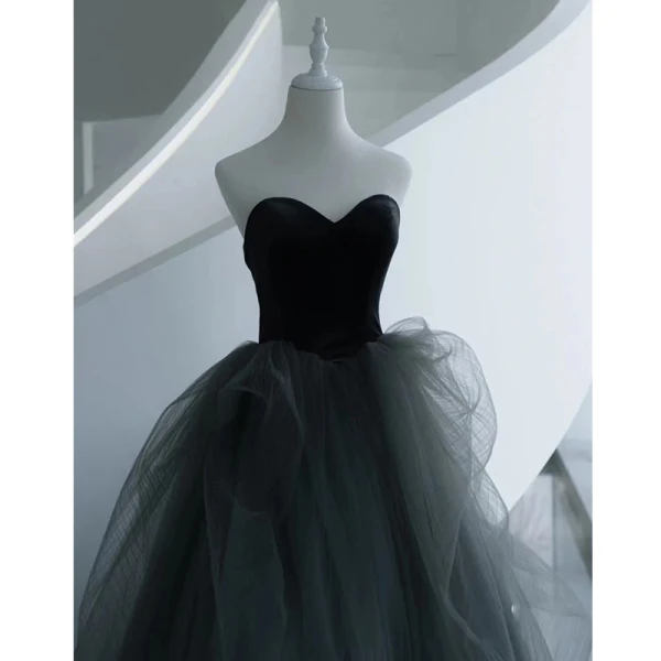 Classy Black Prom Dresses 2023 Ball Gown Strapless Sleeveless Backless Prom Floor-Length / Long Formal Dresses
