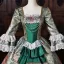 Vintage / Retro Medieval Dark Green Pearl Lace Flower Printing Ruffle Prom Dresses 2026 Ball Gown Square Neckline Bell sleeves Backless Floor-Length / Long