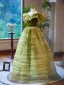 Chic / Beautiful Sage Green Prom Dresses 2024 Ball Gown Off-The-Shoulder Sleeveless Backless Floor-Length / Long Prom Formal Dresses