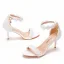 Charmant Blanche En Dentelle Fleur Chaussure De Mariée 2022 Mariage Perle Bride Cheville 7 cm Talons Aiguilles Peep Toes / Bout Ouvert Sandales Talons Hauts