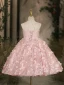 Lovely Blushing Pink Beading Sequins Appliques Short Birthday Flower Girl Dresses 2024 Ball Gown Scoop Neck Sleeveless Backless