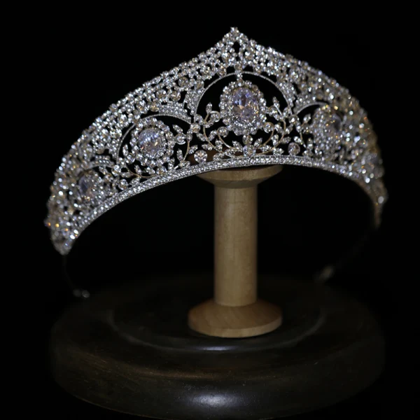 Glitter Zilveren Rhinestone Huwelijk Tiara 2022 Zirkonium Legering Tiara Bruids Haaraccessoires