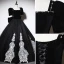Elegant Black Lace Flower Prom Dresses 2023 Ball Gown Square Neckline Short Sleeve Backless Bow Floor-Length / Long Prom Formal Dresses