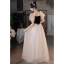 Chic / Beautiful Champagne Prom Dresses 2022 A-Line / Princess Square Neckline Puffy Short Sleeve Backless Floor-Length / Long Formal Dresses
