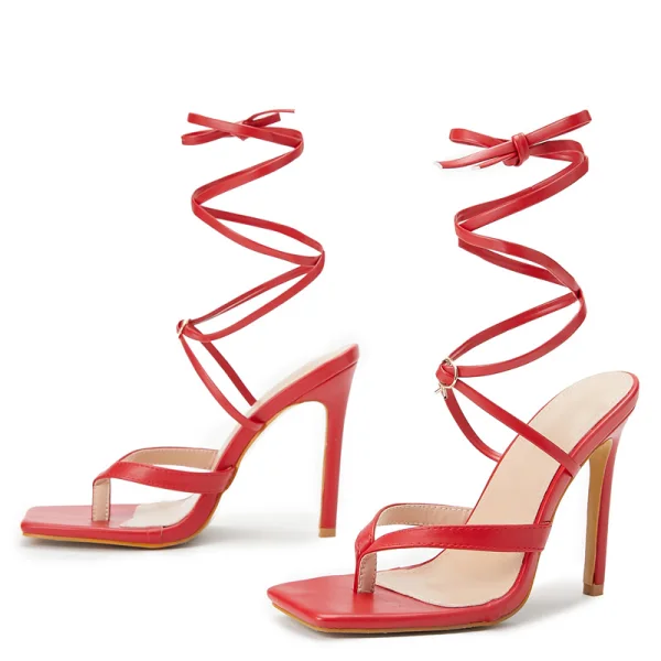 Fashion White Summer Cocktail Party Womens Sandals 2022 Ankle Strap 11 cm Stiletto Heels Open / Peep Toe Sandals High Heels
