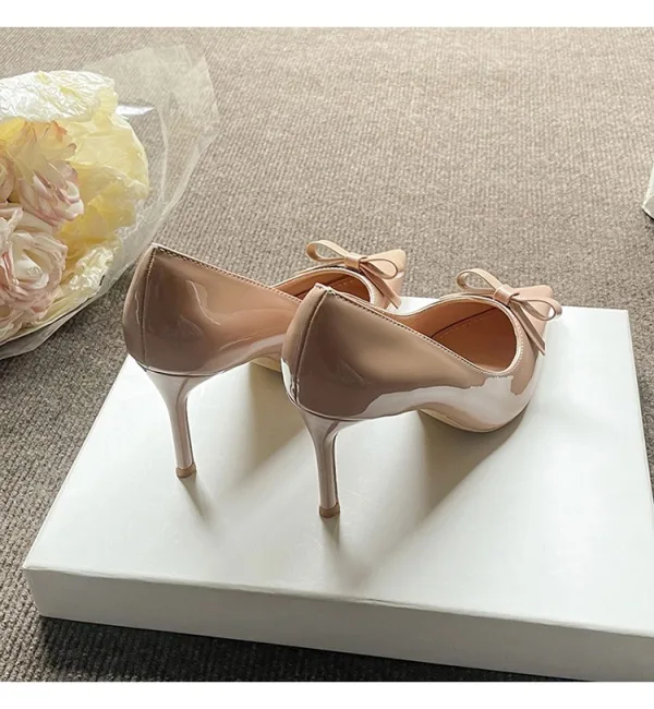 Fashion Black Office OL Bow Pumps 2026 10 cm Stiletto Heels Pointed Toe Pumps