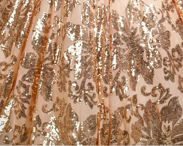 Sparkly Champagne Sequins Prom Dresses 2025 Ball Gown Ruffle Off-The-Shoulder Short Sleeve Backless Floor-Length / Long Formal Dresses