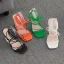 Roman Sexy White Street Wear Summer Crystal Womens Sandals 2022 Ankle Strap 11 cm Stiletto Heels Open / Peep Toe Sandals High Heels