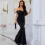 Sexy Black Evening Dresses 2022 Trumpet / Mermaid Off-The-Shoulder Bow Sleeveless Backless Floor-Length / Long Evening Party Formal Dresses