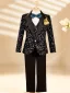 Black Fall Winter Long Sleeve Multi-Colors Sequins 6-piece Boys Wedding Suits 2025 Body Jewellery Coat Pants Shirt Tie Vest Boys Wedding Suits