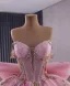 Flower Fairy Luxury / Gorgeous Blushing Pink Handmade  Beading Sequins Lace Flower Prom Dresses 2025 Ball Gown Strapless Sleeveless Backless Bow