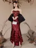 Charming Burgundy Sequins Evening Dresses 2024 Trumpet / Mermaid Strapless Short Sleeve Backless Floor-Length / Long Evening Party Formal Dresses