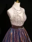 Charming Coffee Glitter Rhinestone Sequins Prom Dresses 2024 Ball Gown Halter Sleeveless Backless Floor-Length / Long Prom Formal Dresses