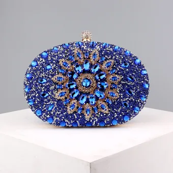 Sparkly Royal Blue Rhinestone Evening Party Cocktail Party Clutch Bags 2023