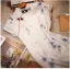 Chinese style Vintage / Retro Beige Printing Tea-length Cheongsam 2024 Trumpet / Mermaid High Neck Short Sleeve