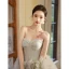 Charming Pleated Sage Green Prom Dresses 2023 Ball Gown Strapless Sleeveless Backless Court Train Prom Formal Dresses