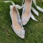 Elegant White Handmade  Rhinestone Sequins Wedding Shoes 2023 Leather 6 cm Stiletto Heels Pointed Toe Wedding Pumps High Heels