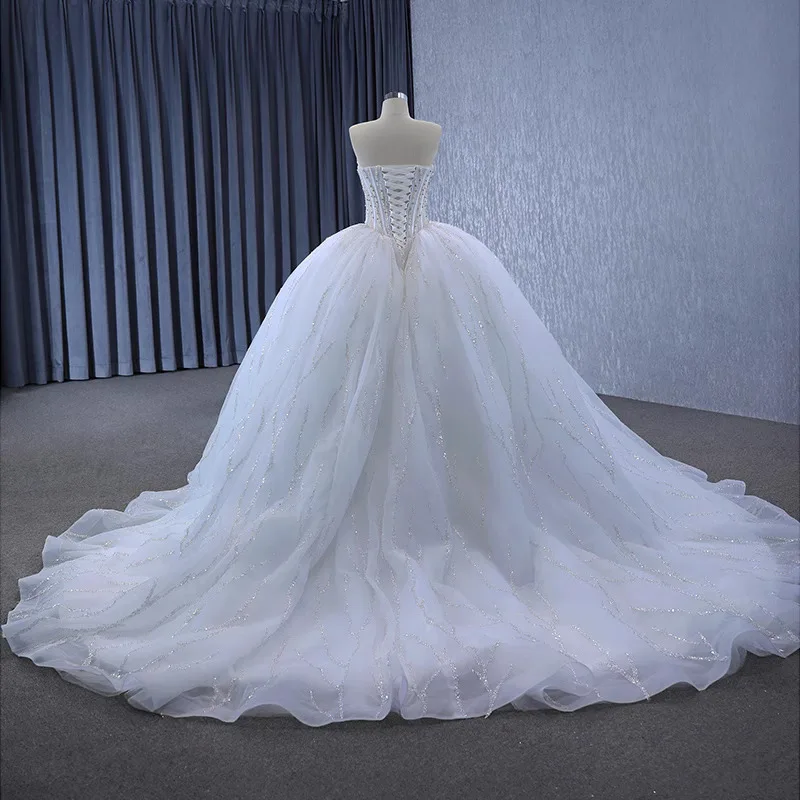 slim fit dress slacks Wedtrend Women Elegant Ivory Flower Wedding Dress Sparkly Bridal Dress A Line Sequin Corset Prom Dress with Slit, Ivory Flower / US6 main image 1