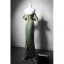 Chinese style Clover Green Printing Prom Cheongsam 2024 Trumpet / Mermaid Off-The-Shoulder Short Sleeve Backless Floor-Length / Long