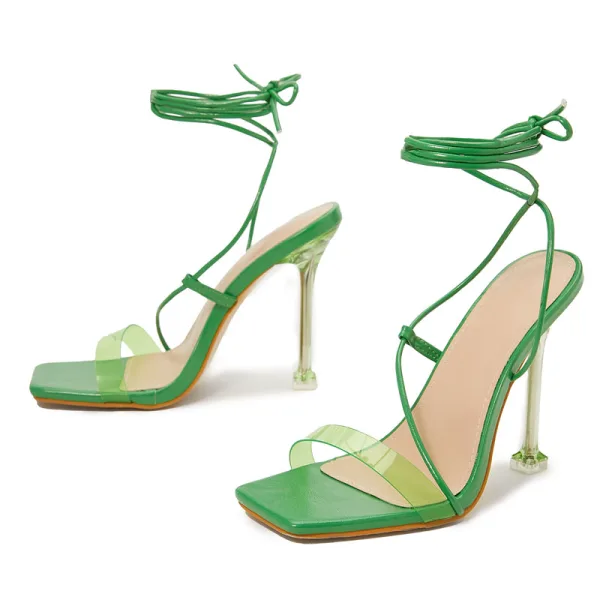 Sexy Brown Cocktail Party Womens Sandals 2022 Ankle Strap 11 cm Stiletto Heels Open / Peep Toe Sandals High Heels