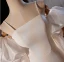 Schöne Beige Leichtes Brautkleider / Hochzeitskleider 2024 Meerjungfrau Spaghettiträger Geschwollenes Kurze Ärmel Rückenfreies Lange Hochzeit