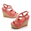 Fashion Orange Street Wear T-Strap Womens Sandals 2023 12 cm Wedges Open / Peep Toe Sandals