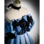Elegant Pool Blue Satin Prom Dresses 2022 A-Line / Princess Strapless Sleeveless Backless Bow Pearl Sequins Floor-Length / Long Formal Dresses