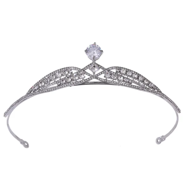 Snygga / Fina Silver Rhinestone Tiara Brudsmycken 2022 Legering Bröllop Tillbehör