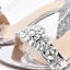 Sexy Argenté Faux Diamant Paillettes Chaussure De Mariée 2022 Bride Cheville 8 cm Talons Épais Peep Toes / Bout Ouvert Mariage Sandales Talons Hauts