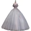 Chic / Beautiful Sky Blue Sequins Lace Flower Prom Dresses 2022 Ball Gown Strapless Sleeveless Backless Floor-Length / Long Formal Dresses