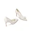 Chic / Beautiful Ivory Satin Pearl Flower Wedding Pumps 2022 Leather 8 cm Stiletto Heels Pointed Toe Pumps High Heels
