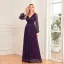 Bling Bling Pool Blue Sequins Evening Dresses 2024 A-Line / Princess V-Neck Long Sleeve Backless Floor-Length / Long Evening Party Formal Dresses