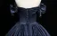 Vintage / Retro Navy Blue Bow Satin Prom Dresses 2025 Ball Gown Off-The-Shoulder Short Sleeve Backless Floor-Length / Long Formal Dresses