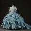 Luxury / Gorgeous Sky Blue Beading Pearl Sequins Cascading Ruffles Birthday Flower Girl Dresses 2023 Ball Gown Scoop Neck Short Sleeve Bow Backless Sweep Train