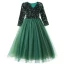 Vintage / Retro Green Sequins Birthday Flower Girl Dresses 2024 Ball Gown V-Neck Long Sleeve Floor-Length / Long