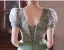 Chic / Belle Vert Cendré Fleur Robe De Bal 2025 Princesse V-Cou Manches Courtes Dos Nu Longue Promo Robe De Ceremonie