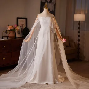 Minimaliste Blanche Princesse Robe De Mariée 2025 Bustier Sans Manches Dos Nu Train De Balayage Mariage