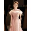 Chic / Belle Rougissant Rose Perlage Paillettes Robe De Soirée 2023 Princesse Encolure Dégagée Gland Sans Manches Longue Soirée Robe De Ceremonie