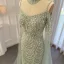 High-end Charming Gold Handmade  Beading Pearl Rhinestone Sequins Prom Dresses 2024 Trumpet / Mermaid High Neck Sleeveless Floor-Length / Long Prom