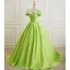 Élégant Vert Perlage Robe De Bal 2025 Robe Boule De l'épaule Manches Courtes Train De Balayage Robe De Ceremonie