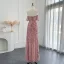 Haut de Gamme Sexy Rougissant Rose Fait main Perlage Paillettes Fendue devant Robe De Bal 2024 Trompette / Sirène Bretelles Spaghetti Manches Courtes Dos Nu Longue Promo