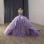 Luxury / Gorgeous Purple Handmade  Beading Sequins Cascading Ruffles Prom Dresses 2025 Ball Gown Strapless Sleeveless Backless Chapel Train Prom Formal Dresses