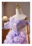 Charmant Lavendel Pailletten Applikationen Kurze Partykleider 2025 Ballkleid Off Shoulder Kurze Ärmel Rückenfreies Festliche Kleider