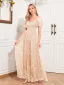 Elegant Blushing Pink Lace Flower Prom Dresses 2024 A-Line / Princess Square Neckline Short Sleeve Backless Floor-Length / Long Prom Formal Dresses