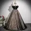 Sexy Black Glitter Prom Dresses 2024 Ball Gown Strapless Sleeveless Backless Floor-Length / Long Prom Formal Dresses