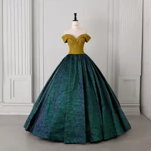 Vintage Mørk Grønn Lange Ballkjoler 2026 Ballkjole Strapless Uten Ermer Ryggløse Formelle Kjoler